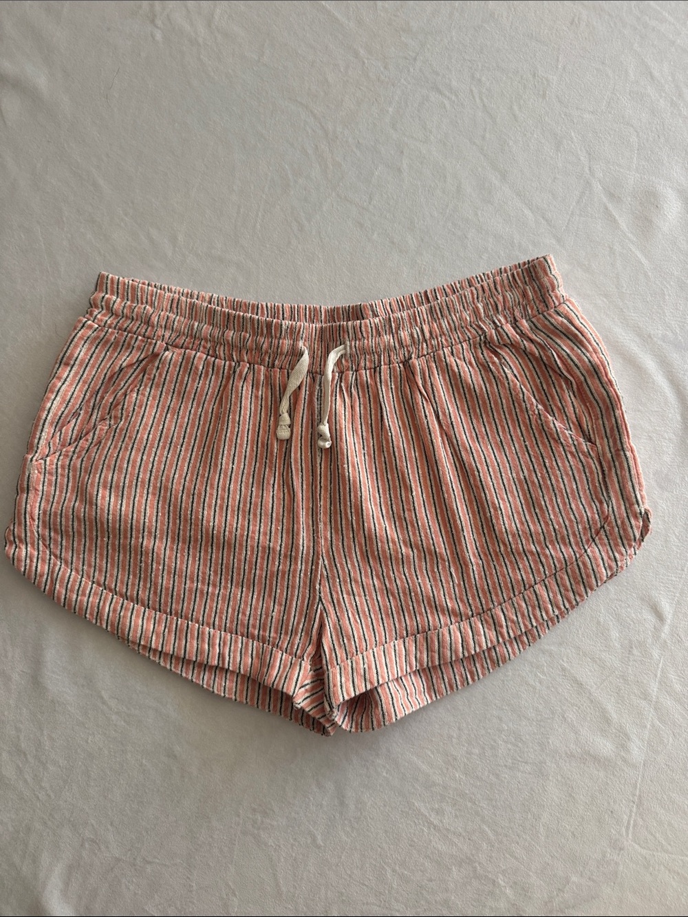 Billabong Road Trippin Coral Pink Striped Drawstring Athletic Shorts